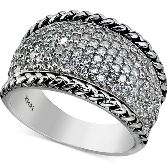Cubic Zirconia Pavé Statement Ring in Sterling Silver size 7 - Picture 1 of 9
